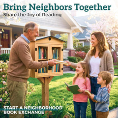 Little Library Box Outdoor Kit – Solid Wood Free Little Library with Metal Roof