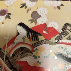 The Tale of Genji Foil Stamped 2-Folding Screen 23×26 inches