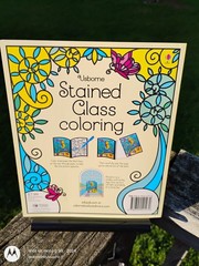Stained Glass Coloring Book by Usborne w 14 see-thru pages to color dated 2018