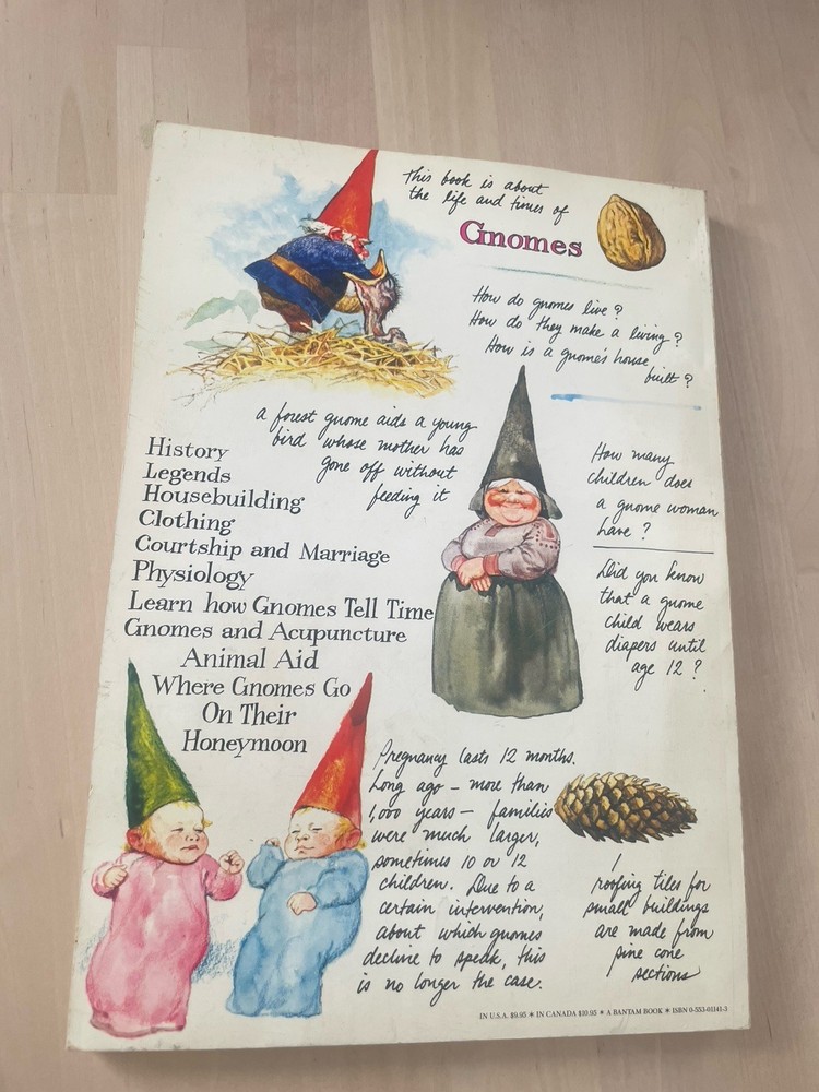 Gnomes by Wil Huygen 1979 Vintage 1st Edition Illustrated Paperback Book 12×8.25