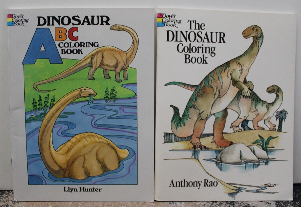 2 Dover Coloring Books–Dinosaurs & Dinosaurs ABC NEW