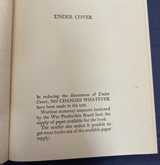 Under Cover: 4 Years in Nazi Underworld of America, Carlson, 1943, HB,VG, 250604