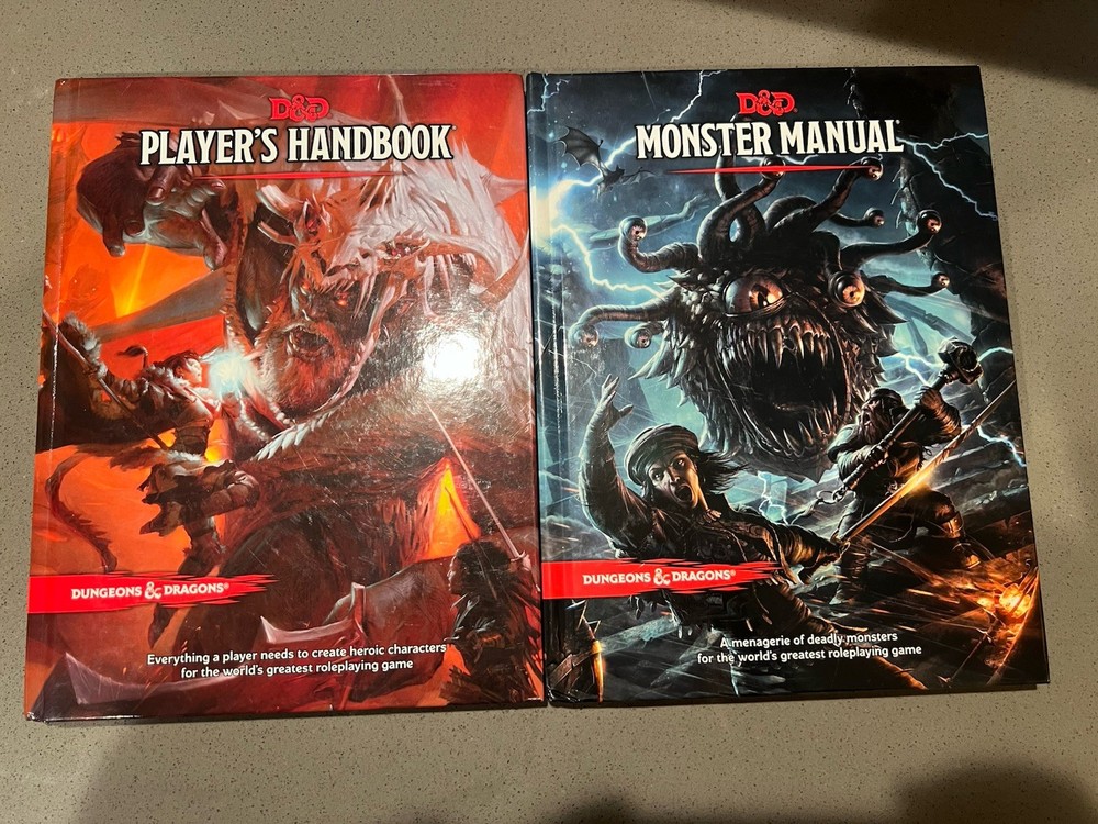 Dungeons & Dragons Book Lot Monster Manual + Player’s Handbook D&D Hardcover