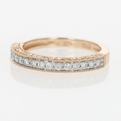 .19ctw Diamond Pavé Milgrain Scroll Wedding Band Ring 14k Rose Gold Size 5