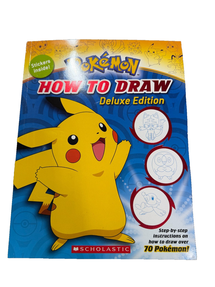 How To Draw Pokemon Book Deluxe Version New & Complete w/Both Sheets Of Stickers