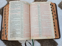 HOLY BIBLE King James KJV National Bible Press Brown THUMB INDEX Words In Red