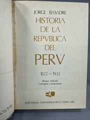 Historia De La Republica Del Peru 1822-1933 Books 9 Volumes 1 -10 Missing Vol 2