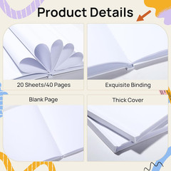 12 Pack Hardcover Blank ,100Gsm White Blank Books for Kids to Write Stories,40 P
