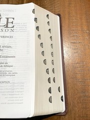 French Thompson Chain Ref. Bible, 1979 La Colombe, Thumb Idx. Brown Faux Leather