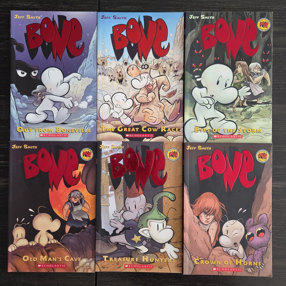 Bone Series Collection Set Of 6 Books By Jeff Smith 1, 2, 3, 6, 8, 9
