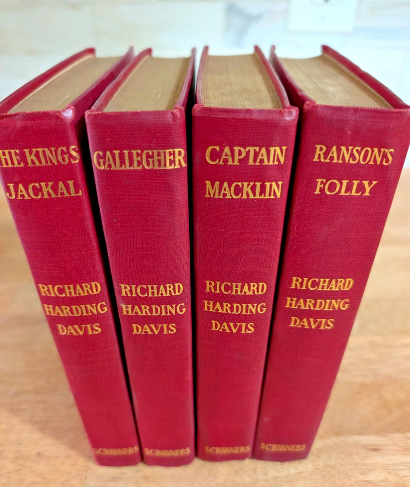 Antique 1910 Richard Harding Davis Lot of 4 Books Gilt Top, Illustrated Novels