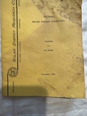 Solar Energy Research Commission Arizona Solar Energy Directory By Judi Wright