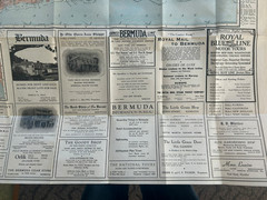 Vintage 1922 Rider’s Standard Map of the Bermuda Islands w/ Fold Out Map
