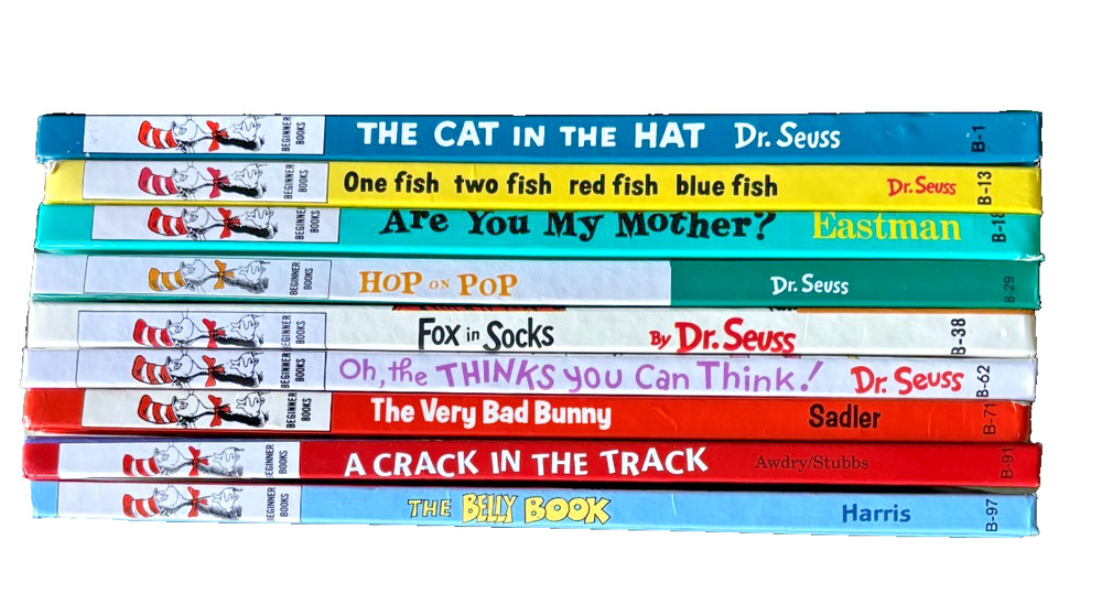 Dr. Seuss Lot 9 HC LG 9.5 Numbered B Edition Beginner Books Belly Book Bad Bunny