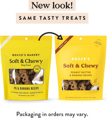 Bocce’s Bakery Oven Baked PB & Banana Recipe Treats for Dogs, Wheat-Free, 6oz