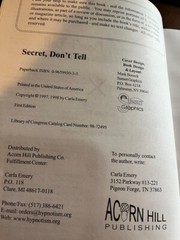 SECRET DON’T TELL , THE ENCYCLOPEDIA OF HYPNOTISM -1st EDITION by Carla Emery