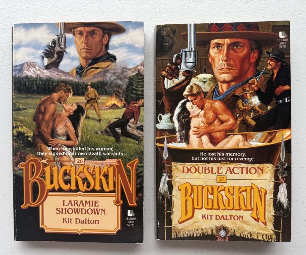 Vtg Buckskin ppb Westerns Kit Dalton # 26 Laramie Showdown + # 27 Double Action