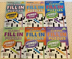 Lot Of Six New Penny Press Classic Jumbo Issue Fill In Puzzle Books
