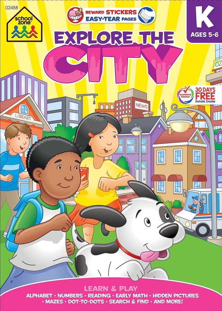School Zone Explore the City Kindergarten Learning Workbook: 240 Pages, Stic…