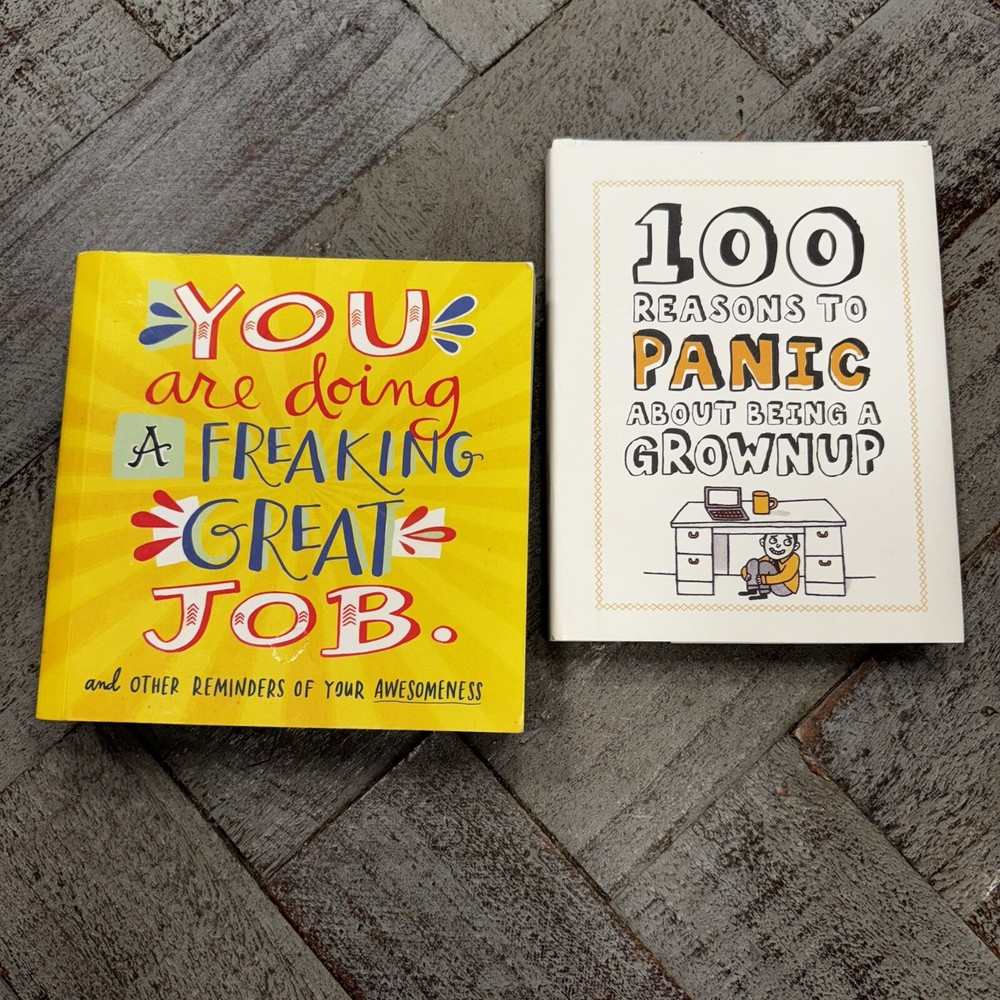 Lot Of 2 Funny Self Help books PANIC ABOUTBEING GROWN UP & DOING GREAT JOB