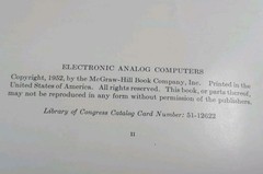 1952 ELECTRONIC ANALOG COMPUTERS Granino & Theresa Korn Vintage HardCv #COMPUTER