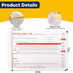 15 Pack Daily Log Books for Truck Drivers with 7 & 8 Day Recap, Driver Log Bo…