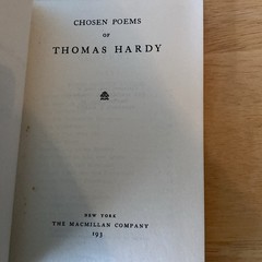 Thomas Hardy Chosen Poems The Macmillan Company 1931 First Edition Hardcover