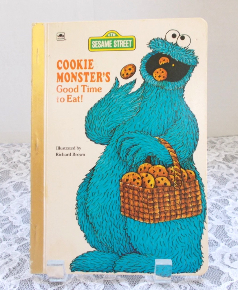 1982 Golden Boardbook CTW Sesame Street „Cookie Monster’s Good Time To Eat!’