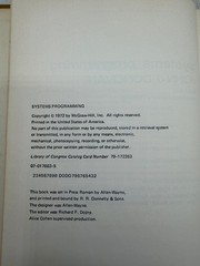 Systems Programming Donovan 1972 McGraw-Hill Computer Science Series