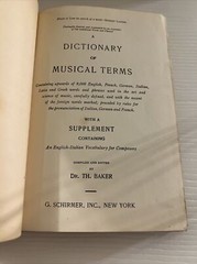 Dictionary of Musical Terms ︱Theo. Baker Ph.D ︱ 1923︱Vintage Book