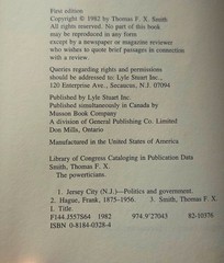 ​The Powerticians Thomas F.X. Smith 1st Edition 1982 HC DJ Jersey City Mayor