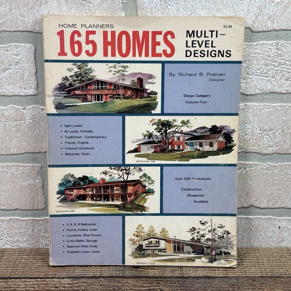 Home Planners 165 Homes Multi-Level Designs MCM Building Plans Richard Pullman