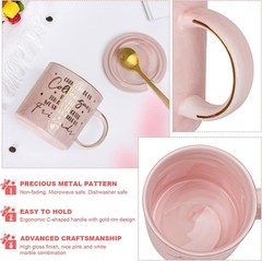Charming 14oz Marble Mug with Gold Spoon – Ideal Farewell Gift for Friends