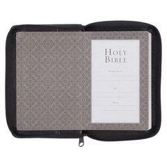 KJV Holy Bible Mini Pocket Bible Zippered Black Faux Leather – Imitation Leather