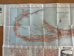 Vintage 1922 Rider’s Standard Map of the Bermuda Islands w/ Fold Out Map