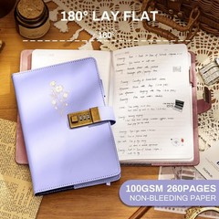 Diary with Lock for Girls A5 Leather Diary for Women 260 Pages 100 GSM Refill…