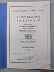 Renaissance to Baroque Vols 1-5 Lehman Engel Flamer Inc PB G+ 260416