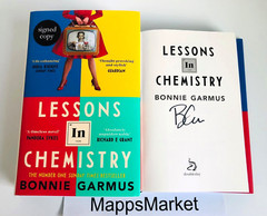SIGNED Lessons in Chemistry by Bonnie Garmus WATERSTONES HC 1/2 ~STENCILED EDGE