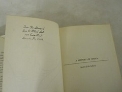 A History of Africa South of the Sahara, Hardcover 578 pages, 1962