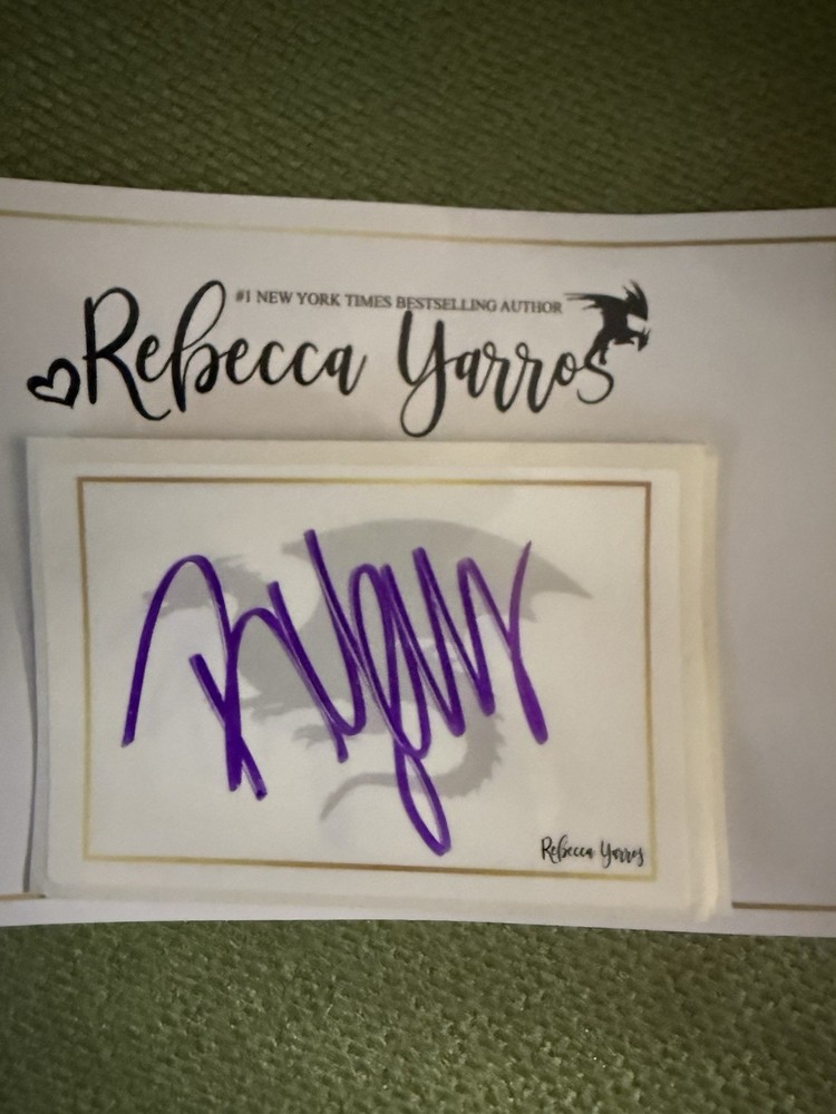 Rebecca Yarros DRAGON Signed Self Adhesive Bookplate Autograph: Fourth Wing Auto