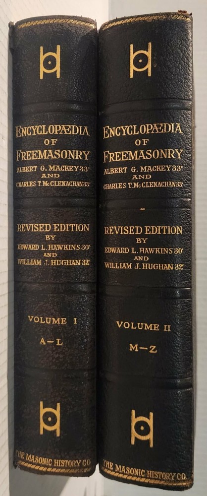RARE ANTIQUE 1916 Encyclopedia of Freemasonry Albert Mackey 2 Vol. Set Embossed