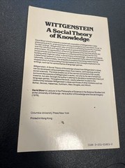 WITTGENSTEIN: A SOCIAL THEORY OF KNOWLEDGE By David Bloor