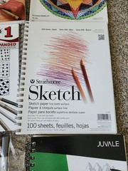 3 Zentangle Coloring Work books. 2 Sketch Books, 30 Color Dual Brush Pens