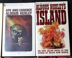 7 VINTAGE ALDOUS HUXLEY PAPERBACK BOOKS: BRAVE NEW WORLD, ISLAND, APE & ESSENCE
