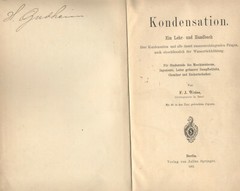 1901 Antique Book, Kondensation by Weiss, Heat cycles, steam engines, German  