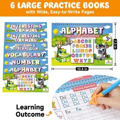 Magic Grooved Writing Practice for Kids Age 3–5 Reusable Tracing Books & Prescho