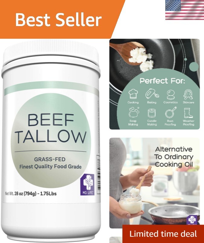 Nourishing Food-Grade Grass-Fed Beef Tallow – 28 oz Cooking Oil Replacement