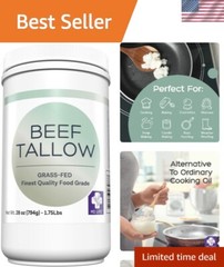 Nourishing Food-Grade Grass-Fed Beef Tallow – 28 oz Cooking Oil Replacement