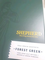 Humble Lamb NKJV Shepherd Bible Forest Green Goatskin Full-Grain Ribbons Gilded