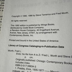 „Elvis His Life From A to Z” Hardcover 620 pages By Fred Worth Steve Tamerius